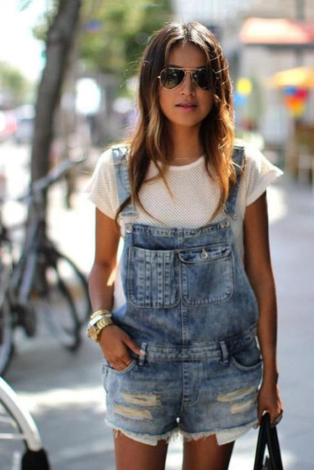 Blue Denim Overall Shorts