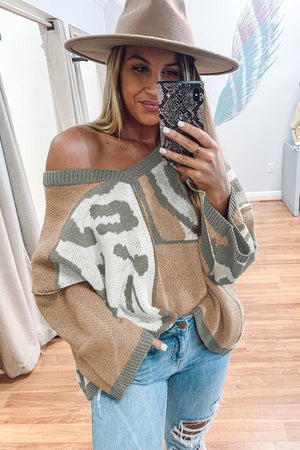 Leopard Animal Color Blocking Sweater