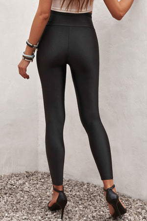 Black High Rise Tight Leggings with Waist Cincher