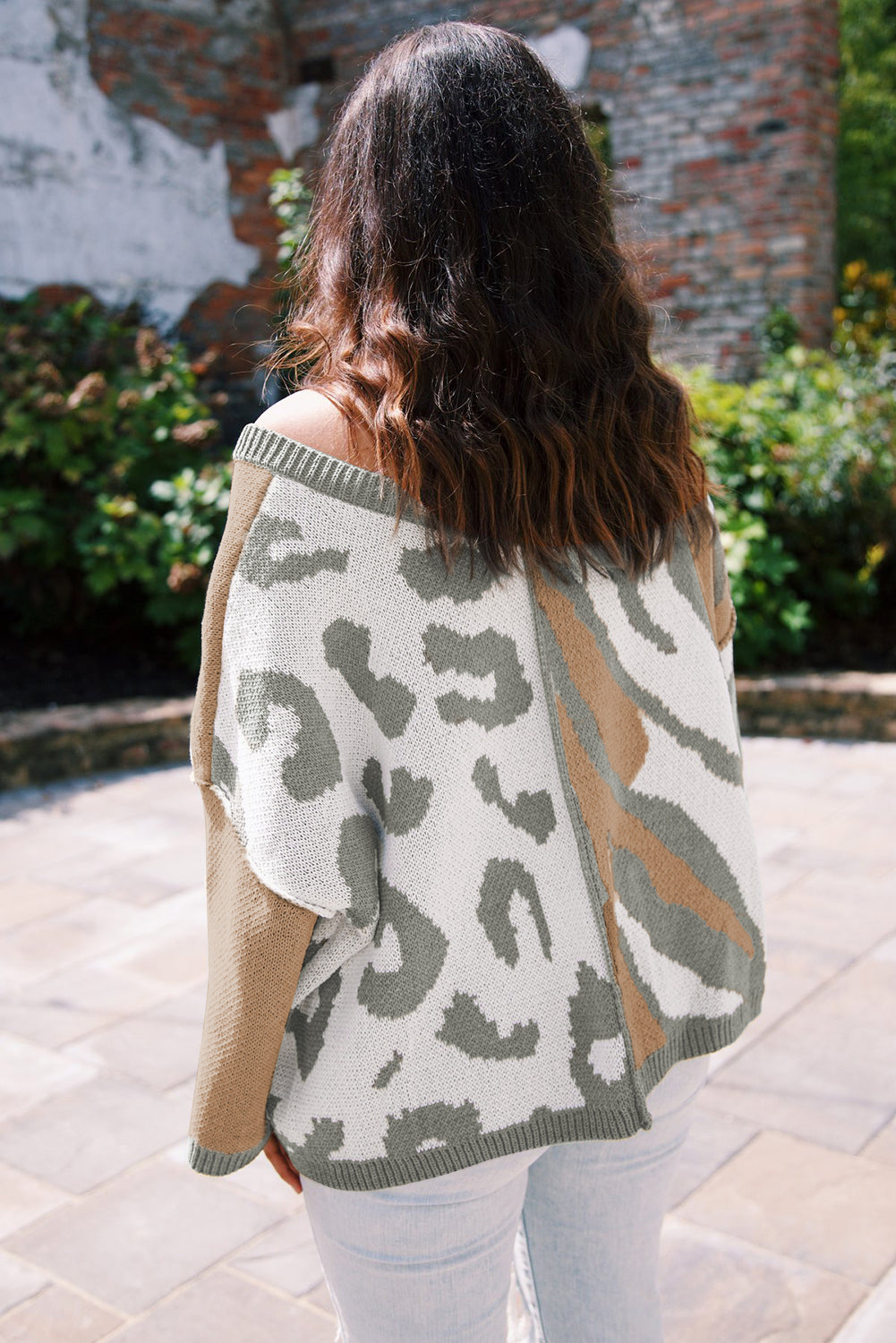 Leopard Animal Color Blocking Sweater