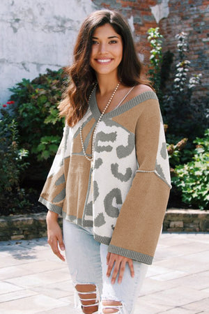 Leopard Animal Color Blocking Sweater