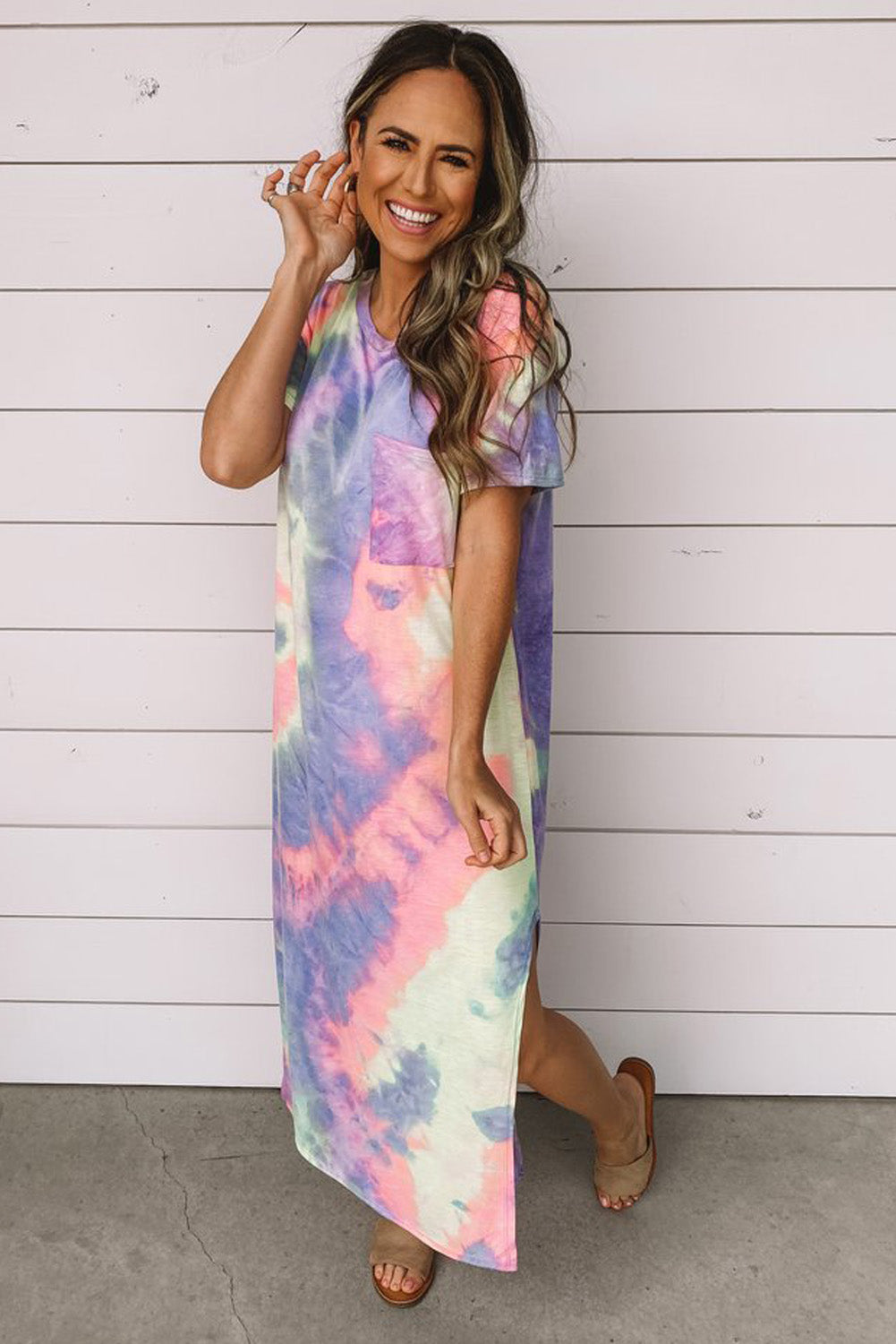 Blue Tie Dye Maxi Dress
