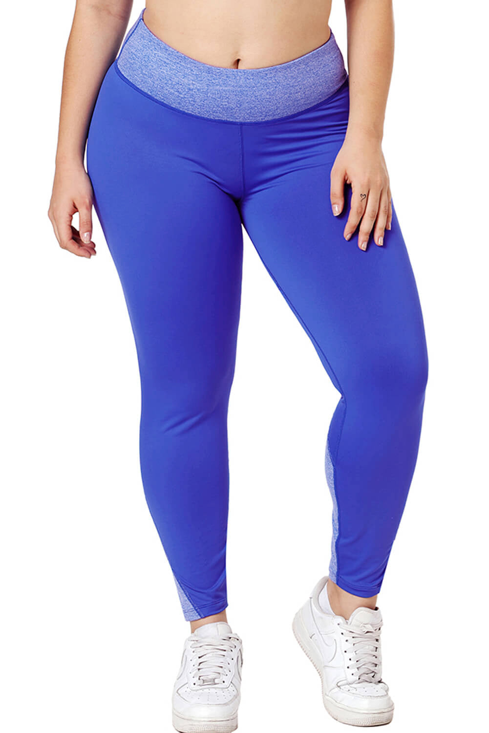 Royal Blue Heathered Splice Plus Size Yoga Pants