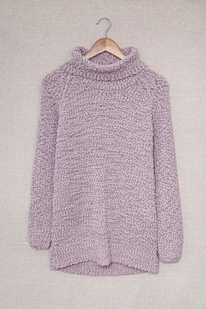 Solid Turtleneck Popcorn Sweater