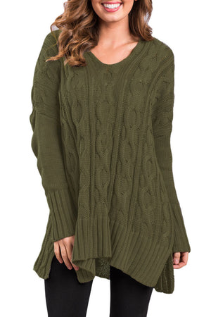 Army Green Oversized Cozy up Knit Sweater