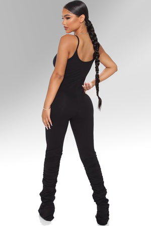 Cut-out Stacked Leg Spaghetti Strap Jumpsuit
