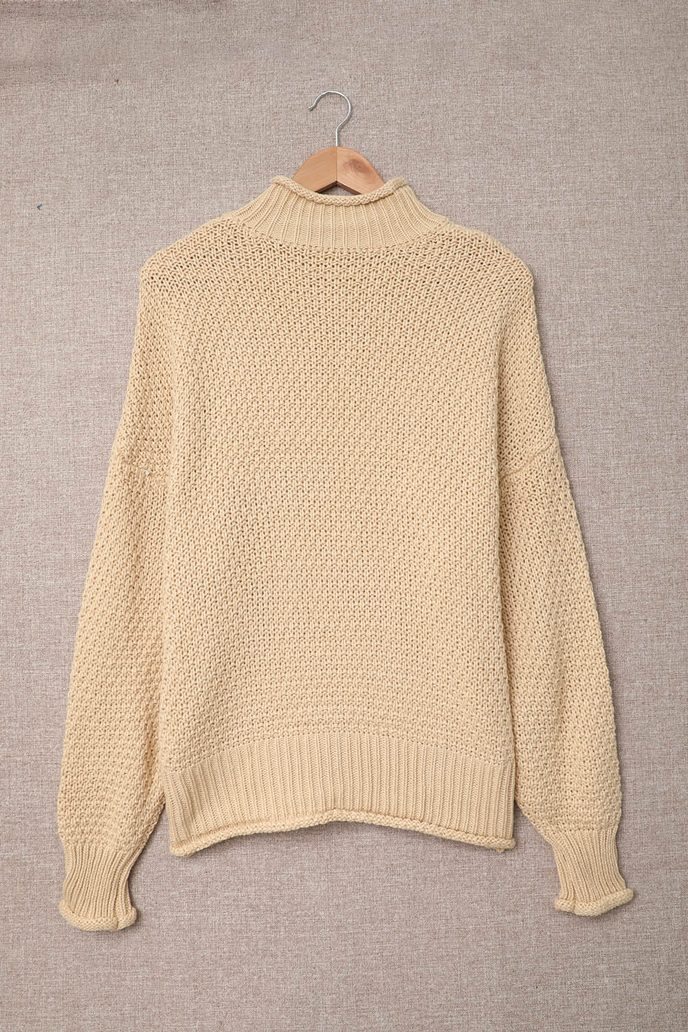 Apricot Oversized Chunky Batwing Long Sleeve Turtleneck Sweater