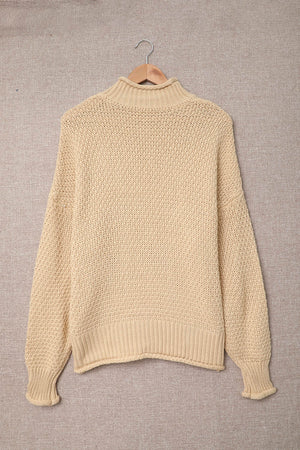 Apricot Oversized Chunky Batwing Long Sleeve Turtleneck Sweater