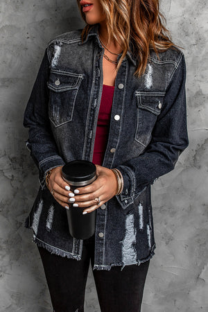 Black Distressed Denim Jacket