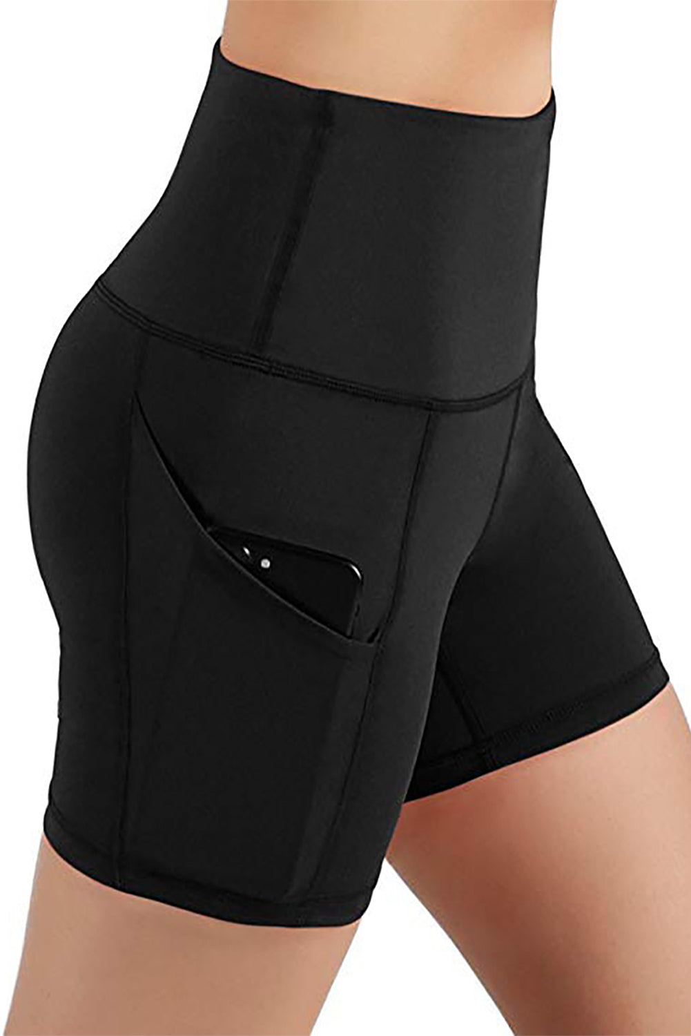 Black High Waist Short Legging with Pocket