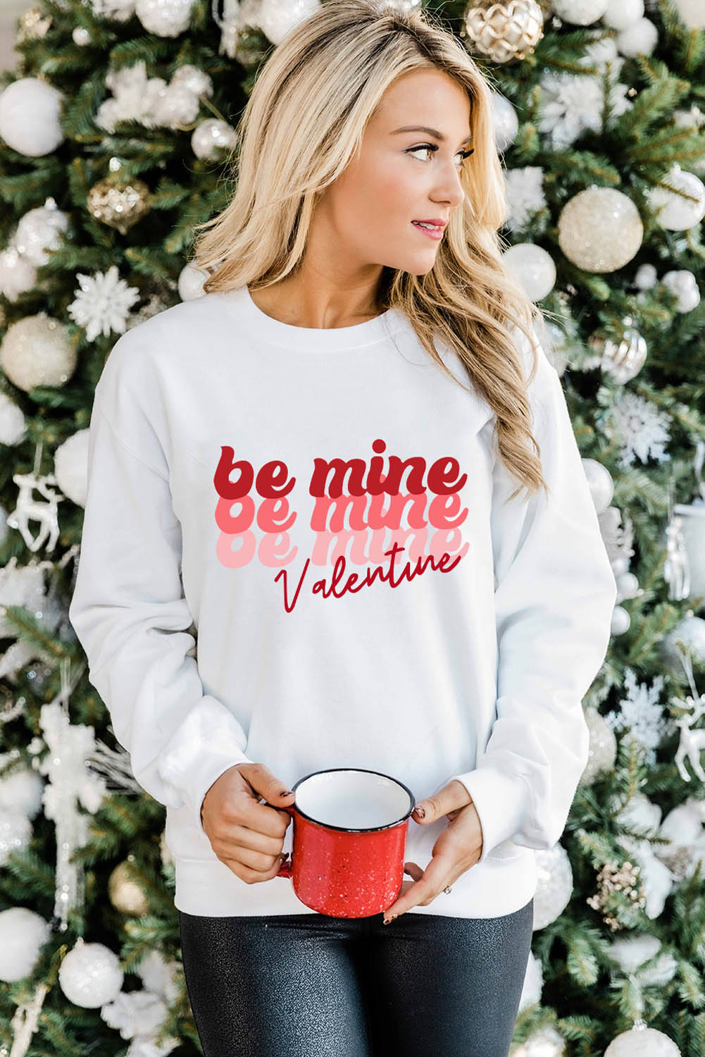 be mine Valentine Print Long Sleeve Sweatshirt