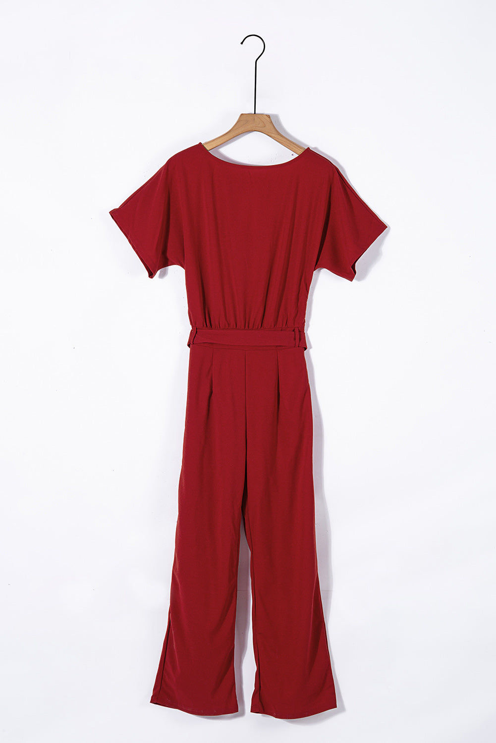 Red Oh So Glam Belted Wide Leg Jumpsuit