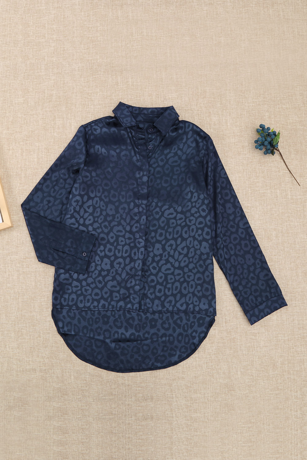 Blue Embossed Button Shirt