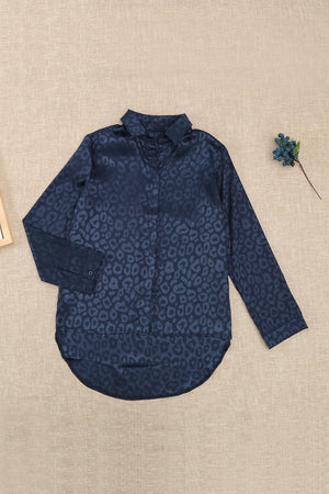 Blue Embossed Button Shirt