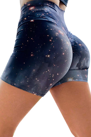 Gray Galaxy Print Booty Yoga Shorts