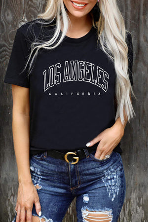 Letter Print Crew Neck Short Sleeve T-shirt