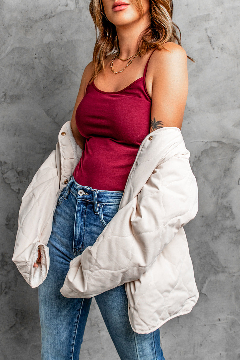 White Buttoned Double-sided Coat