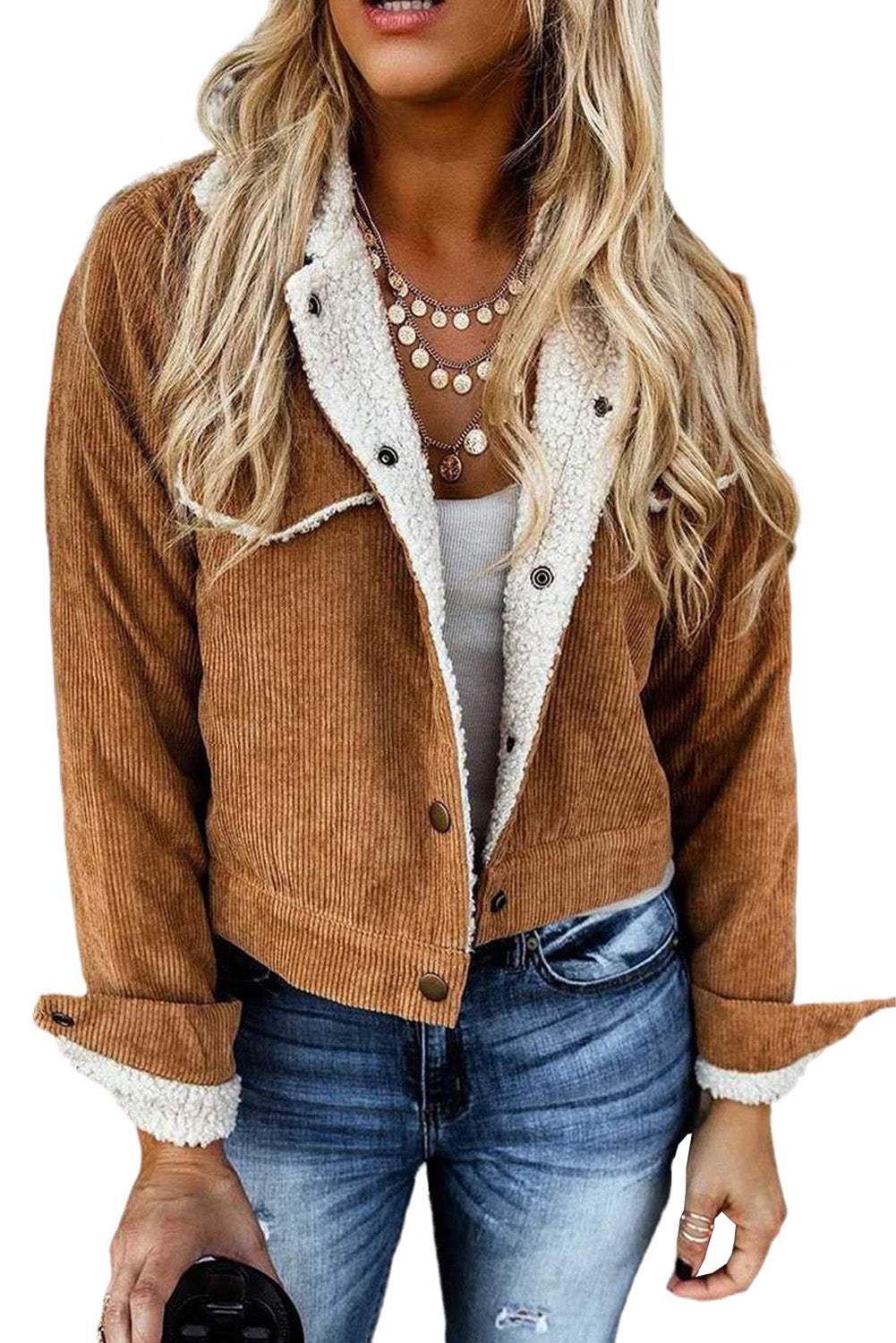Brown Sherpa Lining Corduroy Jacket