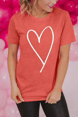Valentine Heart Shape Print Tee