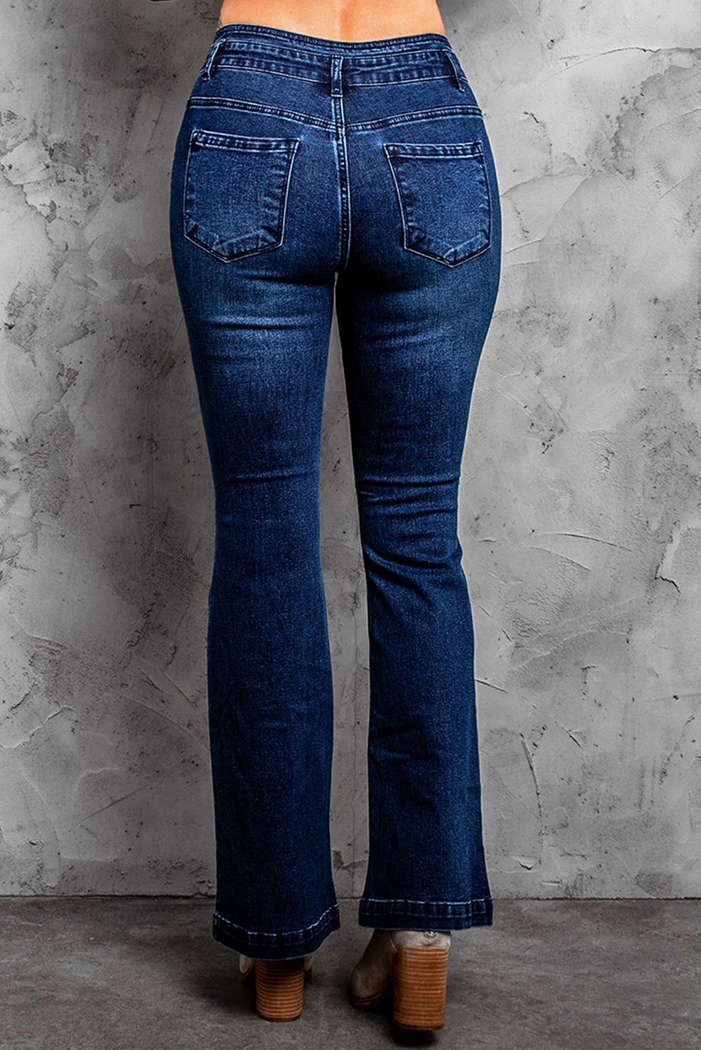 Blue Daisy Print High Waist Flare Jeans