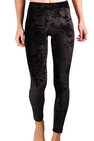 Black Velvet High Rise Leggings