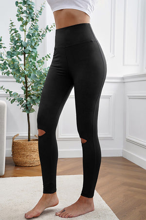 Black Ripped High Waist Skinny Leggings