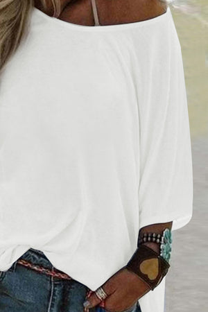 White Crew Neck Short Sleeve Loose Tee
