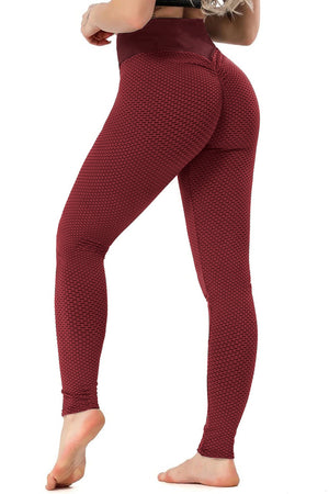 Red High Waisted Butt Lifting Yoga Gym Leggings