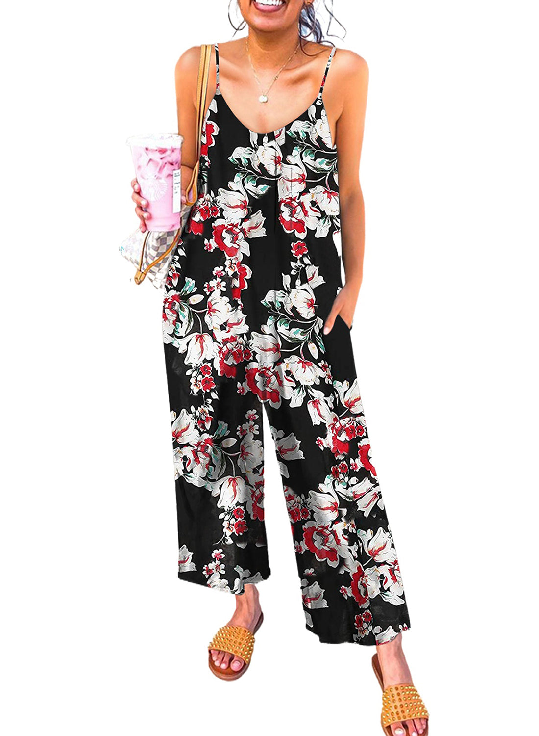 Floral Print Spaghetti Strap Wide Leg jumpsuit