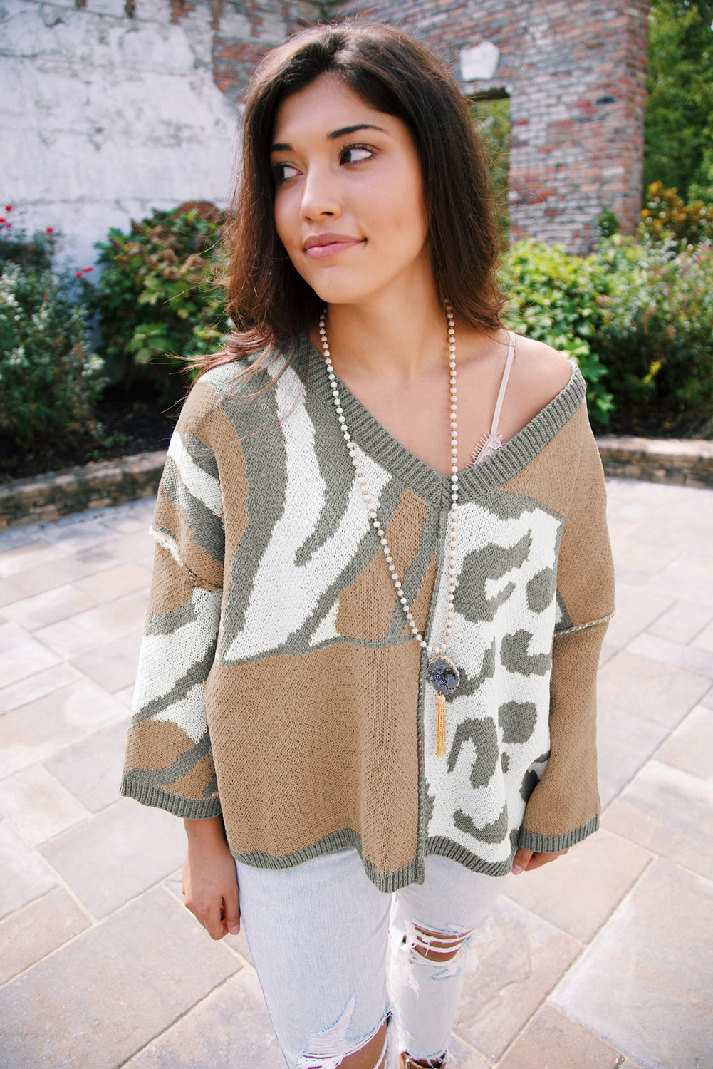 Leopard Animal Color Blocking Sweater