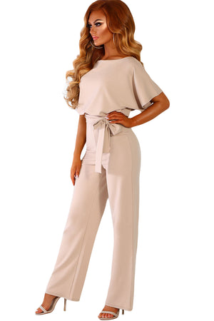Apricot Oh So Glam Belted Wide Leg Jumpsuit