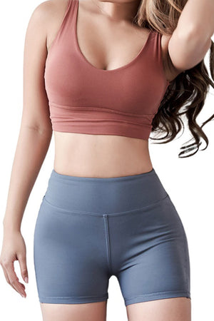 Gray Lifting Fitness Training Running Quick-Drying Stretch Peach Hip Shorts