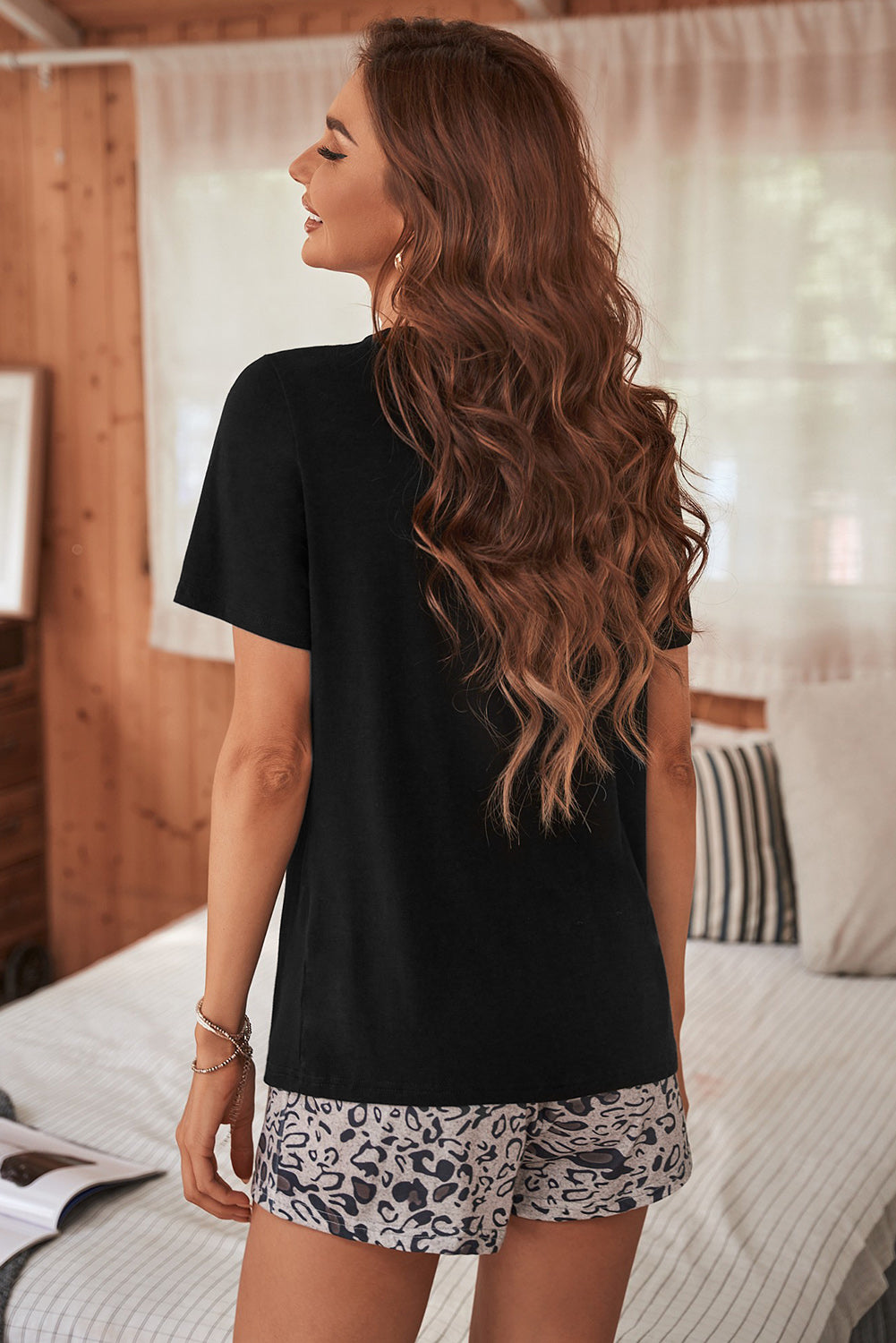 Black Coffee Please Graphic Crop Top And Shorts Lounge Set