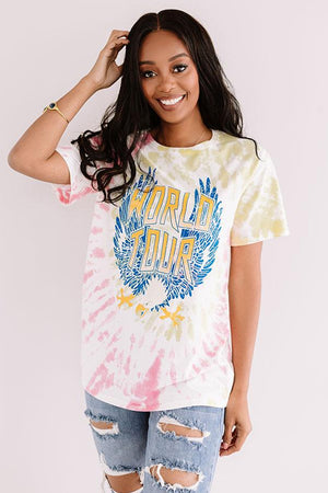 Pink WORLD TOUR Tie-dye Print Tee