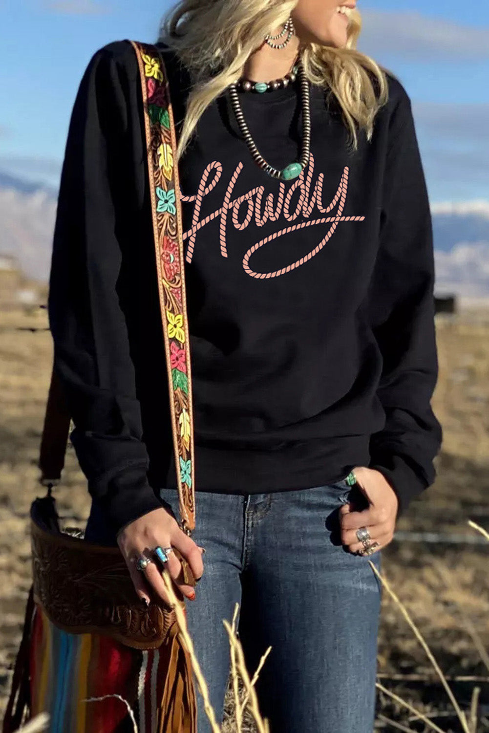 Howdy Print Black Sweatshirt
