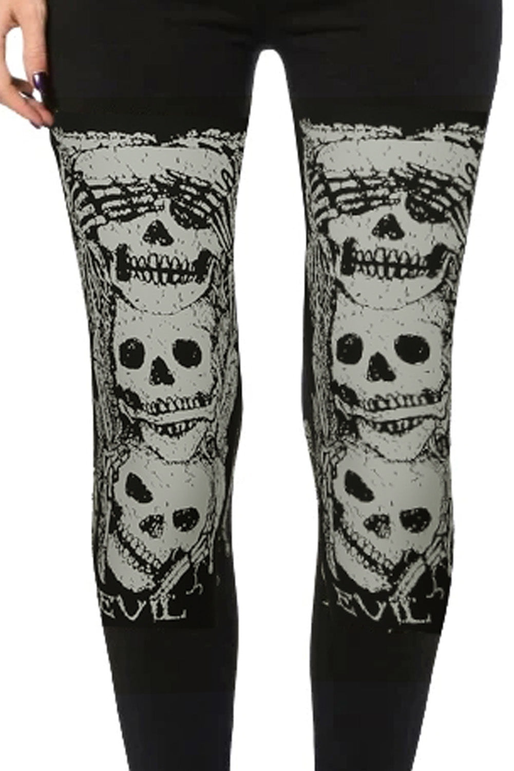Black High Waist Skull Print Halloween Leggings