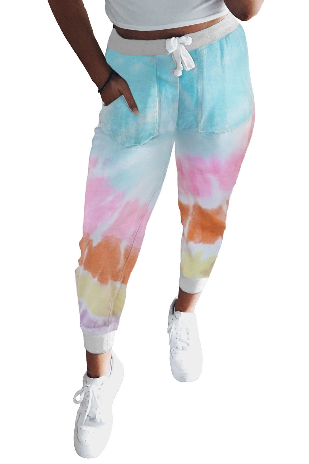 Multicolor Tie Dye Drawstring Waist Jogging Pants
