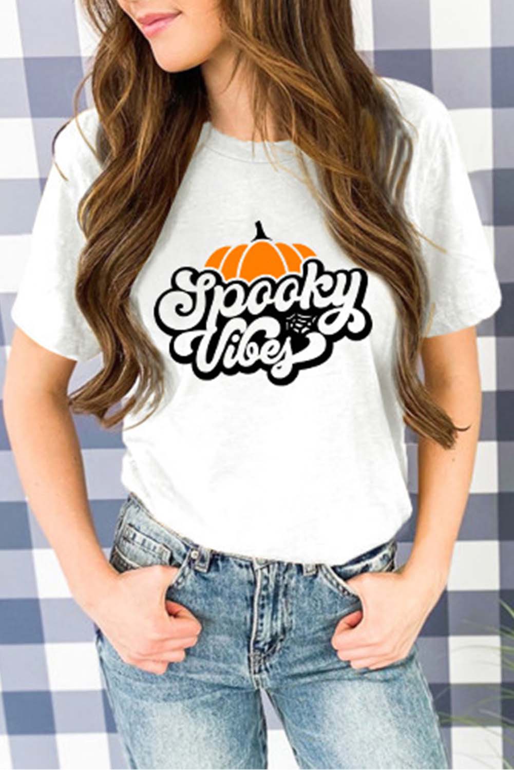 Pumpkin Letter Print Halloween Short Sleeve T-shirt