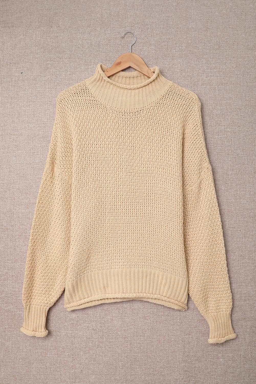 Apricot Oversized Chunky Batwing Long Sleeve Turtleneck Sweater