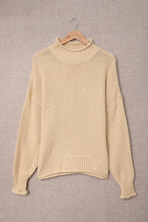Apricot Oversized Chunky Batwing Long Sleeve Turtleneck Sweater