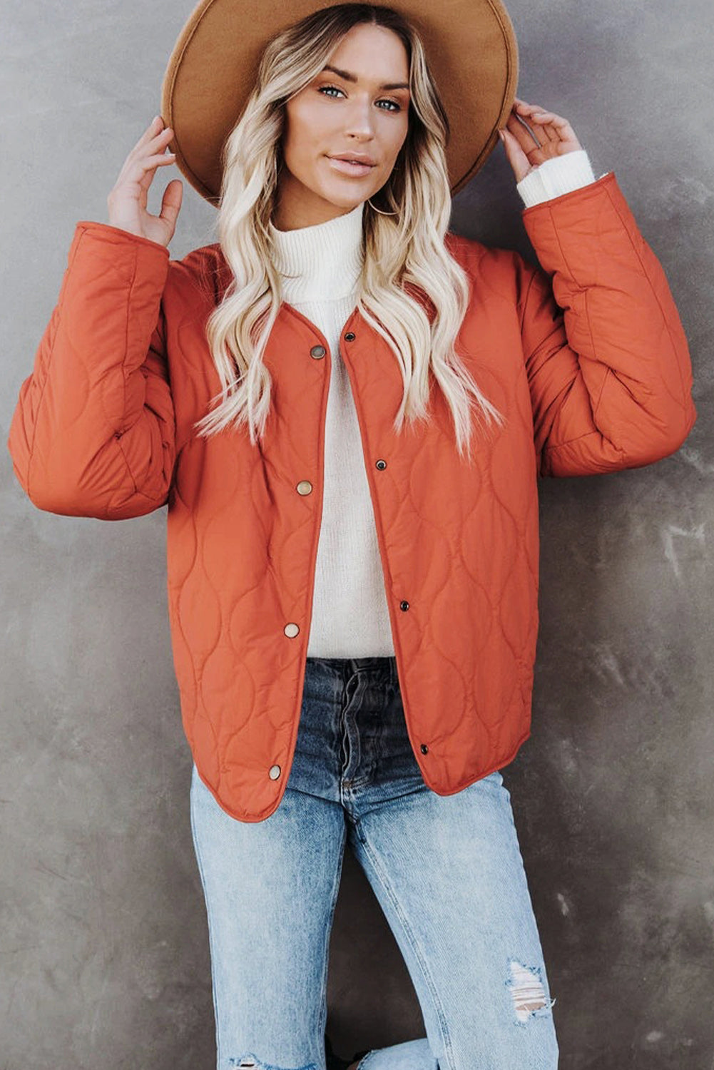 Orange Buttoned Double-sided Coat