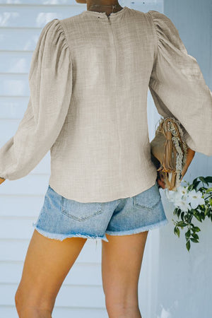 Billowed Sleeve Crew Neck Blouse