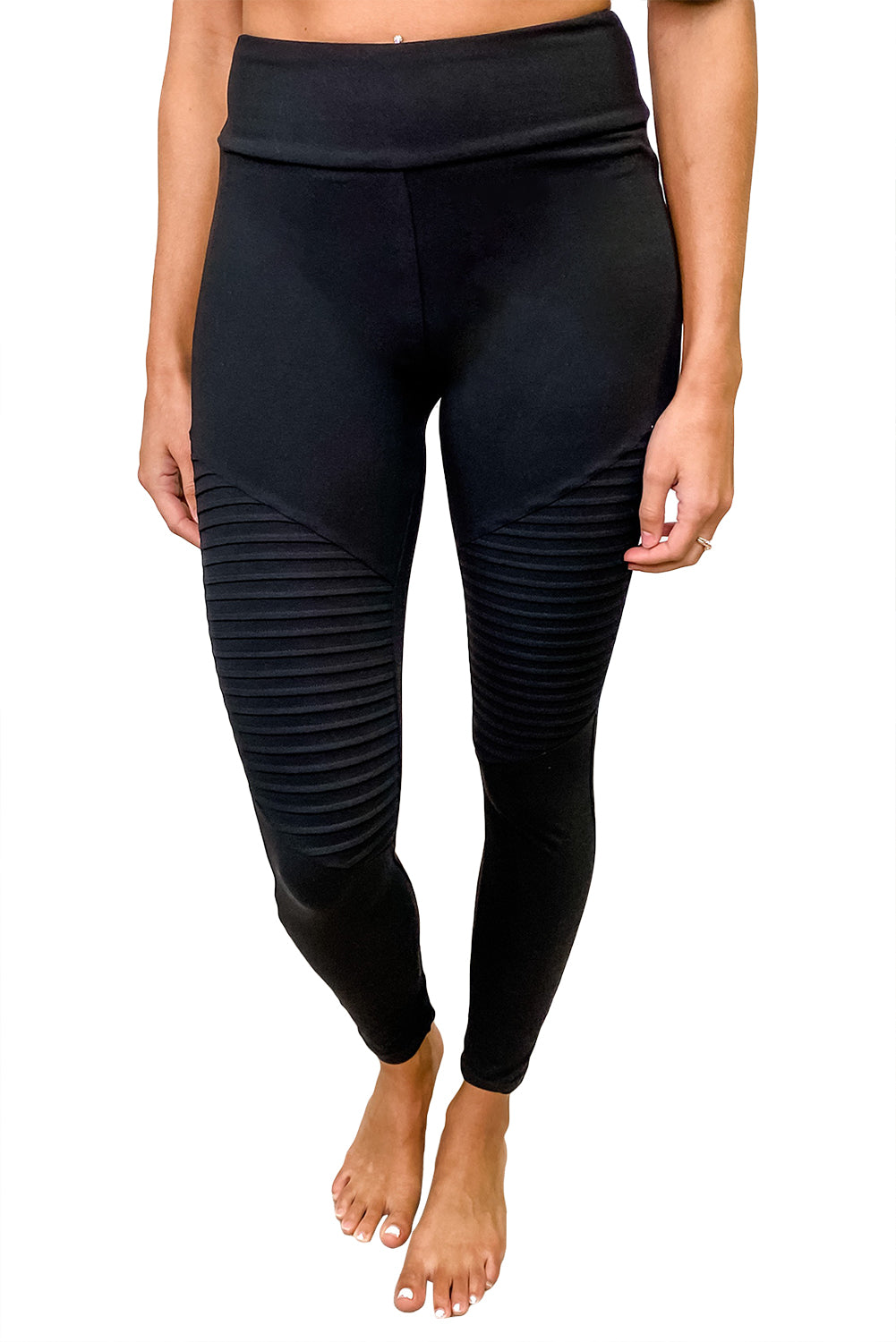 Black Spliced Yoga Sports Leggings
