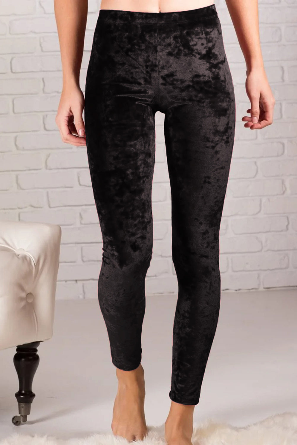 Black Velvet High Rise Leggings