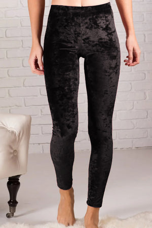 Black Velvet High Rise Leggings