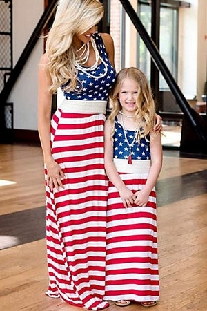 Daughter & Me Matching American Flag Maxi Dress