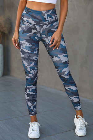 Green Mid Waist Ankle-length Camouflage Leggings