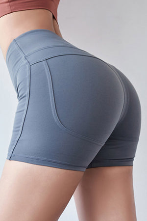 Gray Lifting Fitness Training Running Quick-Drying Stretch Peach Hip Shorts