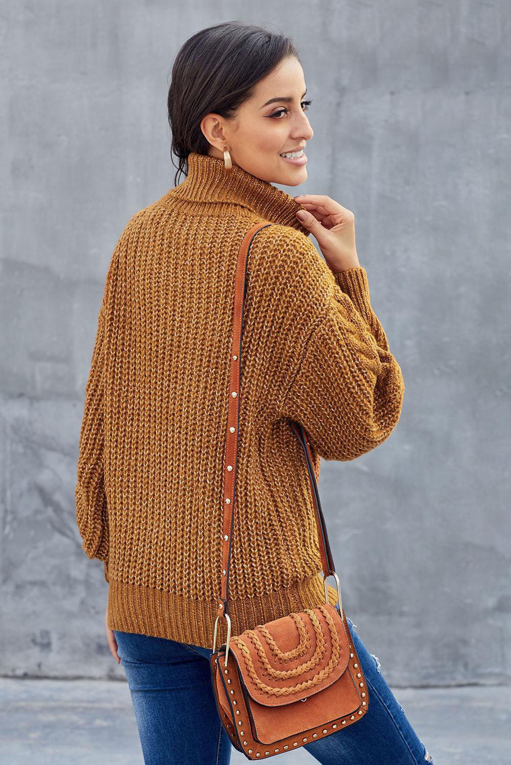 Yellow Chunky Turtleneck Sweater