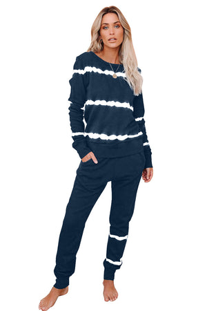 Blue Stripes Long Sleeves and Joggers Lounge Set